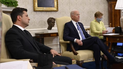 Ukrainian President Volodymyr Zelenskiy and US President Joe Biden