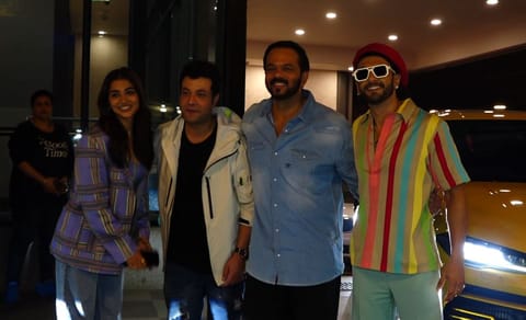 Pooja Hegde, Varun Sharma, Rohit Shetty and Ranveer Singh