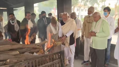 Modi performed the final rites of his mother Heeraben Modi in Gandhinagar.