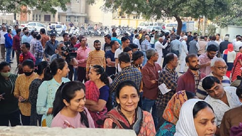 Voting at a school in Gujarat