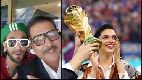 (L-R) Ranveer & Ravi Shastri, Deepika Padukone