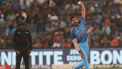 Arshdeep Singh in action during the second T20I vs Sri Lanka