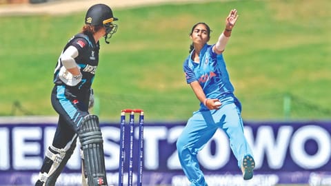 India leg-spinner Parshavi Chopra was adjudged the ?Player of the Match? for her three-wicket haul.