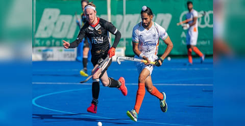 India hockey star Akashdeep Singh in action