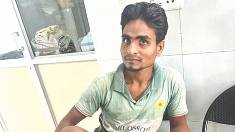 Insar Aslam who was injured on his leg and the recovered stray bullet