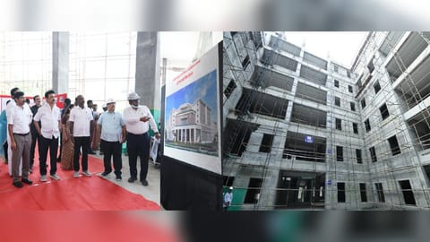 CM Stalin inspected the ongoing construction of the King Institute premises.