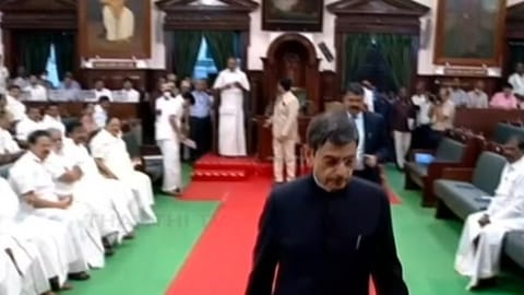 Governor RN Ravi walking out of the TN legislative Assembly session 2023.