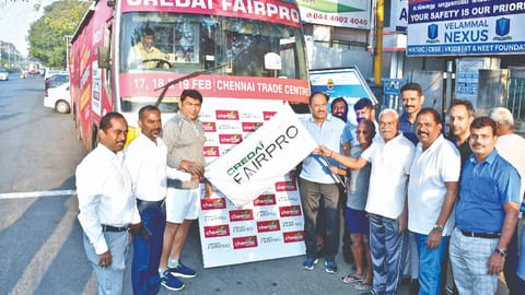 Credai Chennai Chapter, flagged off a bus on February 14 as part of its five-day public outreach programme