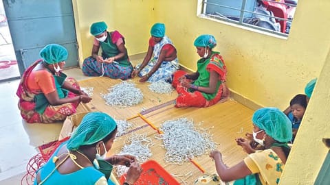 Women workers at the sanitary napkin unit in Tiruvannamalai
