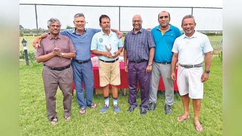 MGC Golf Annexe Monthly Medal prize winners with golf captain
PS Jagdish and golf sub-secretary P Krishnan.
