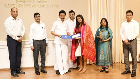 CM MK Stalin with Kartiki Gonsalve