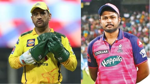 CSK's MS Dhoni and RR's Sanju Samson