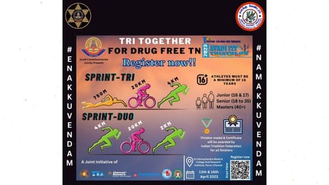 The Women Triathlon event will start at 4.00 pm, the men triathlon event will start at 4.20 pm, and the Duathlon event for men and women will start at 4.45 pm