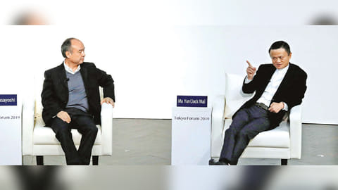 SoftBank Group founder-CEO Masayoshi Son with Alibaba founder-former chairman Jack Ma