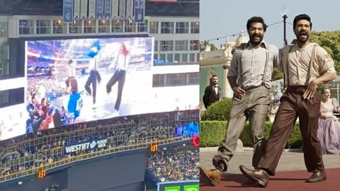 Mascots grooving to 'Nattu Nattu'; Still from the film.