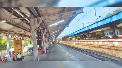 Lights along the platform of Fort station switched on during day time
