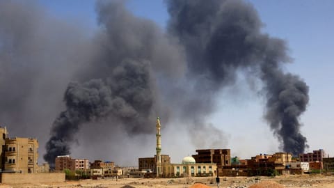 Plume of smoke emerging during the fighting