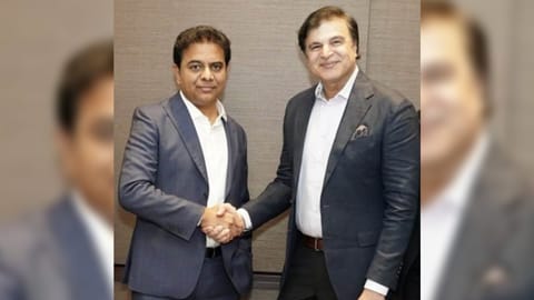 Industries Minister K.T. Rama Rao and Dr. Sairam Atluri