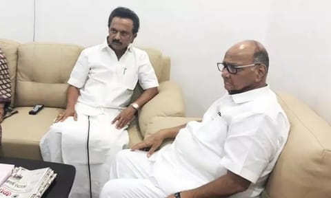 Chief Minister M K Stalin with NCP president Sharad Pawar