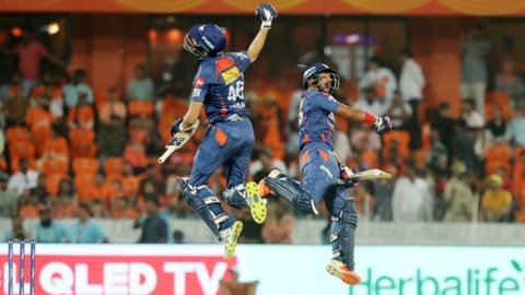 LSG batsmen celebrating the victory