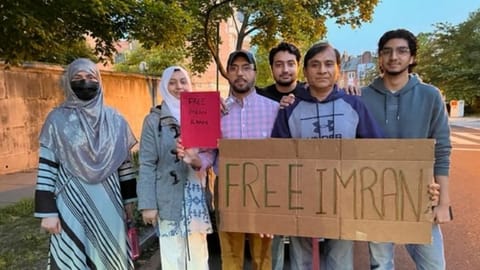 Protest outside residence of Pakistan's Ambassador in Washington.