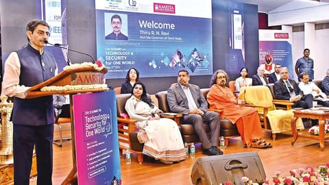 Governor RN Ravi addressing the C20 summit in Coimbatore