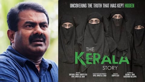 Seeman (left); Poster of ?The Kerala Story?