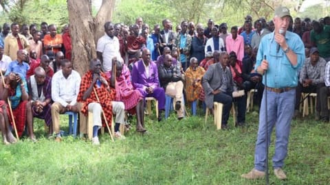 The Kenya Wildlife Service meets with local residents to address human-wildlife conflict in Kajiado South Sub County