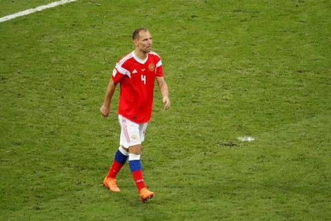 Russia's Sergei Ignashevich after scoring during the penalty shootout
