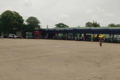 Ariyalur bus stand wears a deserted look due to non-operation of buses