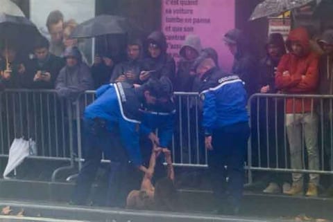 Topless protesters held in bid to 'welcome' Trump to Paris