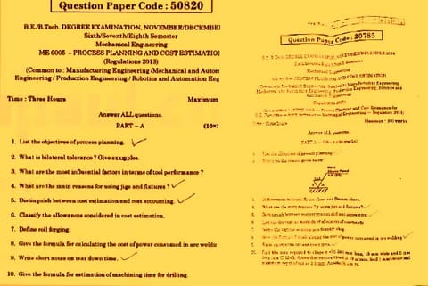 The 2017 paper (left) and the exam paper in 2018 (right)