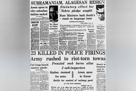 News items that appeared during the anti-Hindi agitation in Tamil Nadu