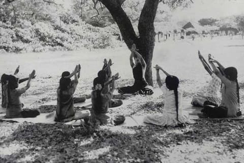 The campus scenes at the Kalakshetra; (below) Rukmini Devi