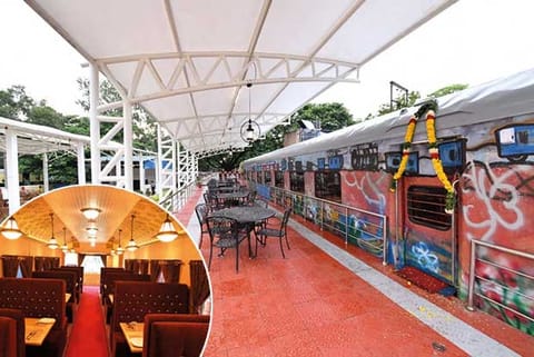 External and internal view of the newly-opened coach restaurant at the Rail Museum