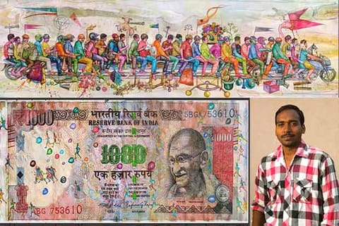Paintings done by Sanjeeva Rao Guthi are on display at Apparao Galleries in Nungambakkam