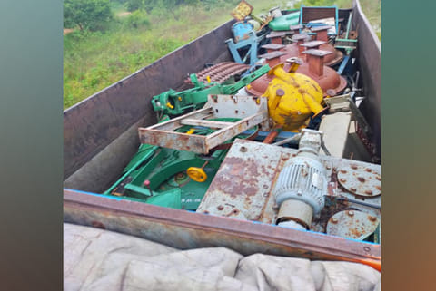 Part of the scrap iron recovered from the trucks