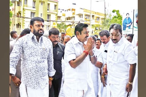 Chief Minister and deputy convenor of AIADMK Edappadi arriving at the party HQ for the party MLAs meeting