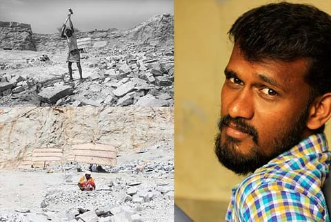 Workers in a stone quarry at Karadipatti village in Madurai; V Saranraj, Artist