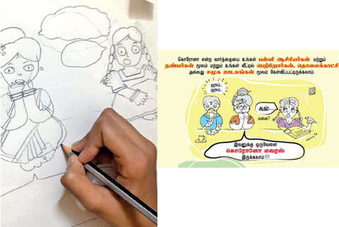 Right: An illustration on COVID awareness