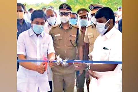 C Ve Shanmugam, Vijaya Baskar during the inauguration in Puzhal