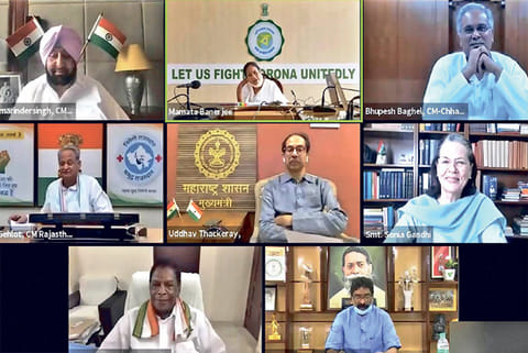 Sonia Gandhi chairs a virtual meeting with Chief Ministers of 7 states to discuss various issues