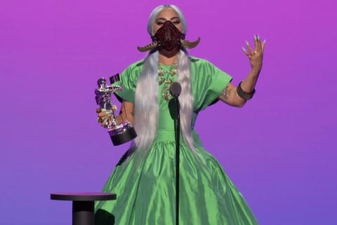 Lady Gaga wearing custom face mask at 2020 MTV VMA show
