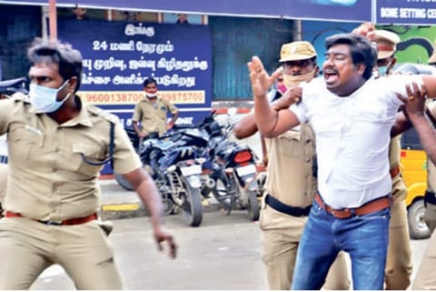 VOC Peravai members being held in Tiruchy on Wednesday