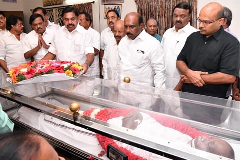 CM Edappadi K Palaniswami and Ministers pay homage to Pandian in the city on Saturday