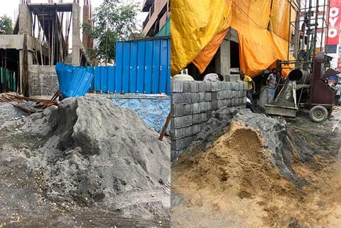 Though costlier than M-Sand (l), the demand is more for river sand (r)