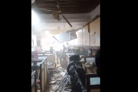 Portion of roof collapses in North Block