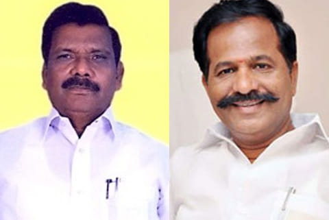 DMK legislators T Senguttuvan (L) and Karthikeyan