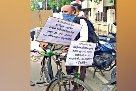 Advocate SA Syed Haroon selling tea in Erode