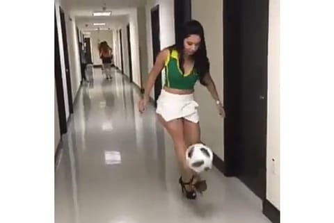 Freestyler juggles football in high heels, video goes viral